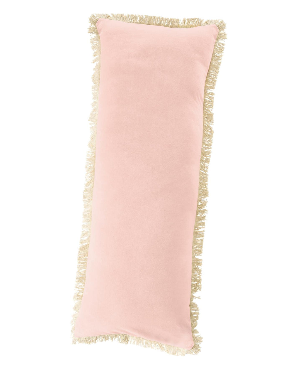 Samtkissen mit Fransen rosa