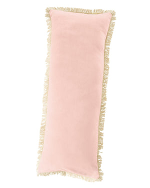 Samtkissen mit Fransen rosa