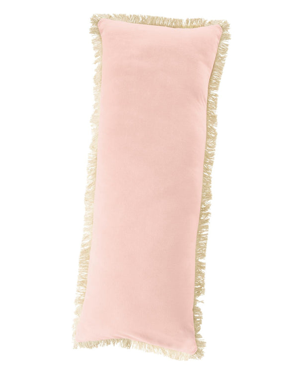 Samtkissen mit Fransen rosa