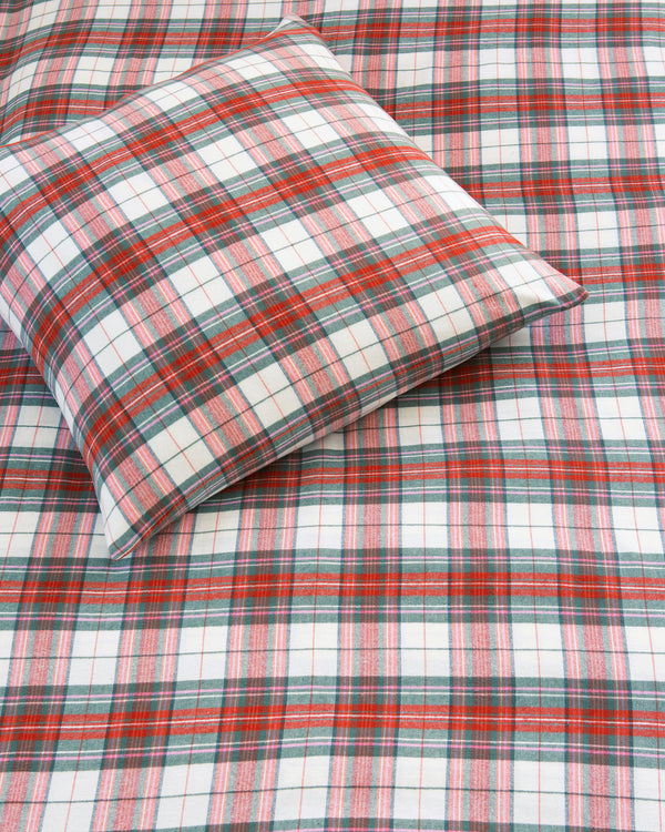 Flanellbettwäsche rot-grün-weiß kariert