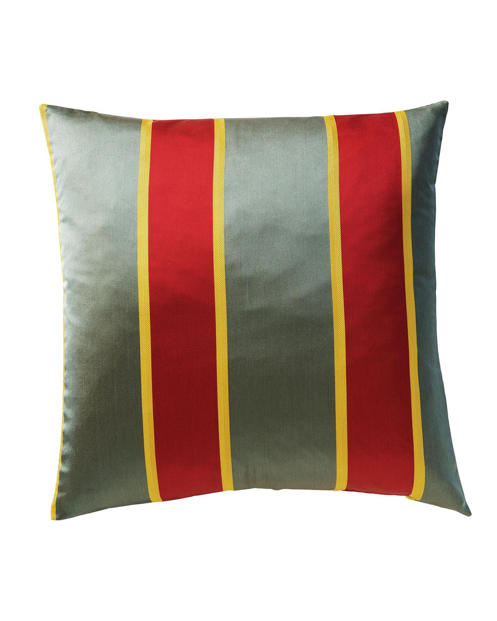 Faux-Silk-Kissenhülle rot-grün-gold gestreift