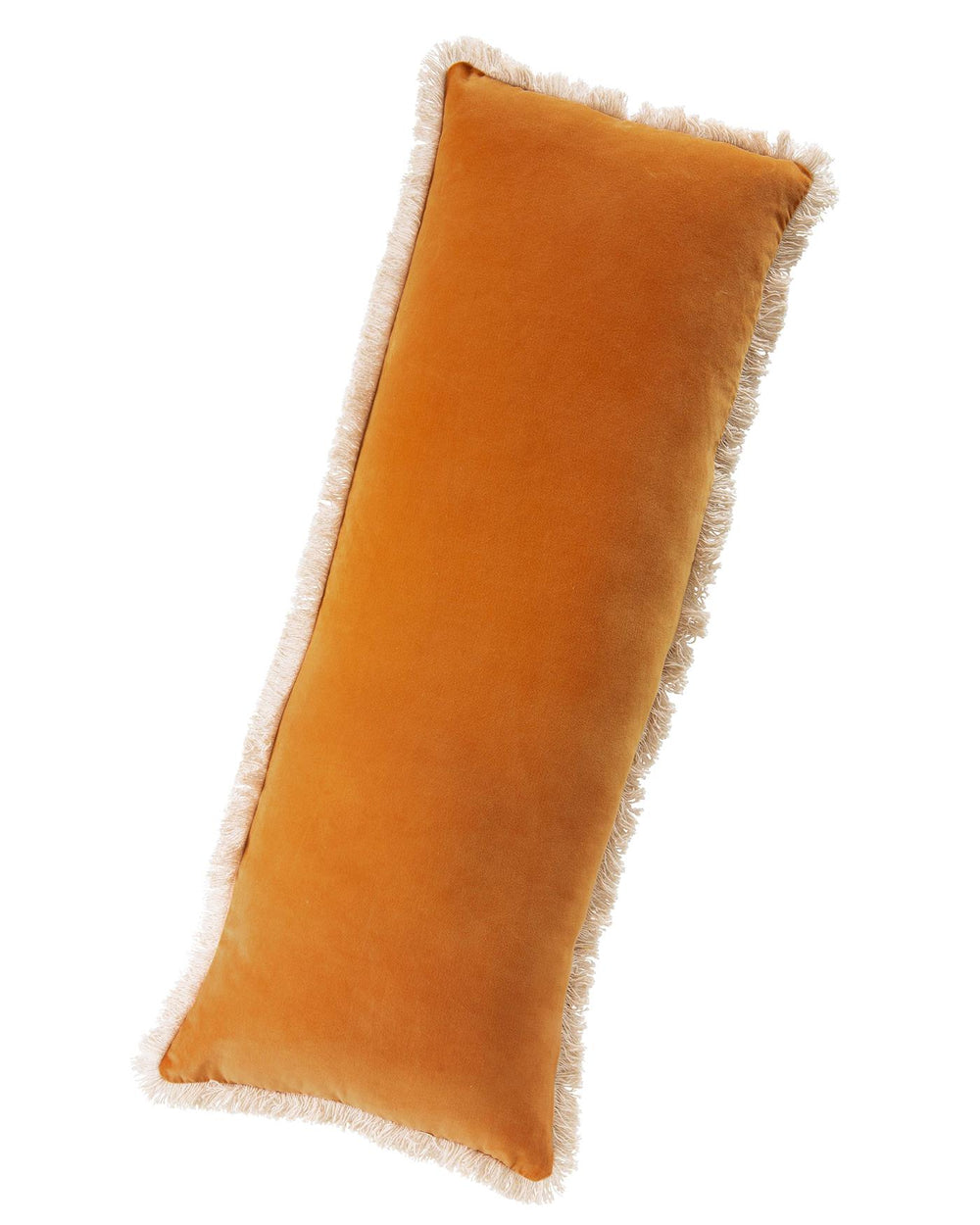 Samtkissen mit Fransen Hellorange