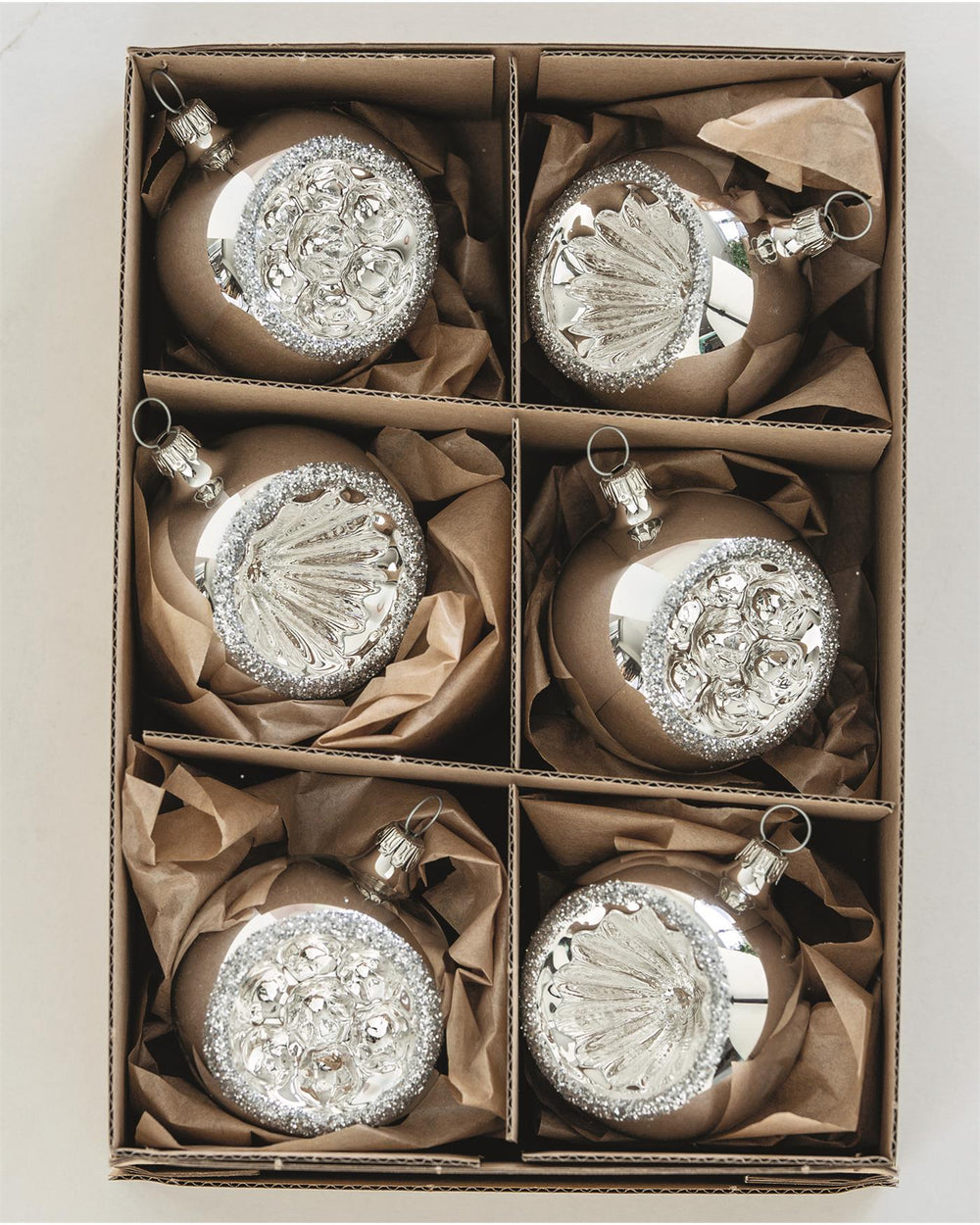 Weihnachtskugeln Silber 6er Set