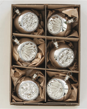Weihnachtskugeln Silber 6er Set