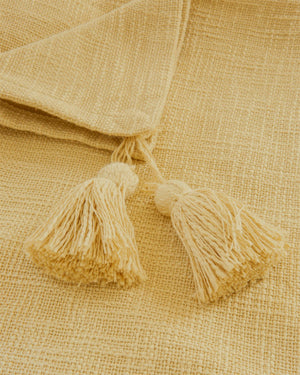 Tagesdecke Gelb mit Quasten