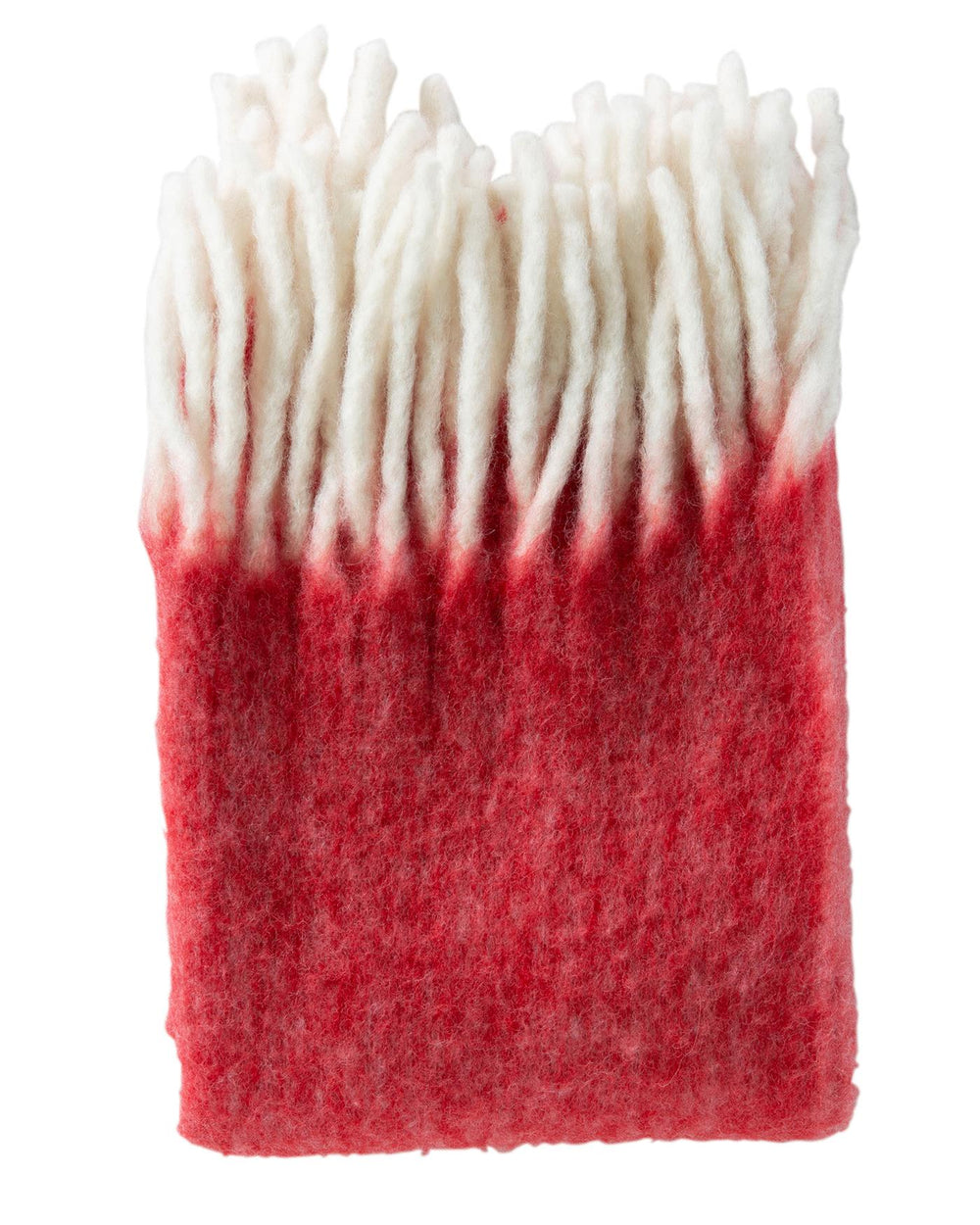 Wolldecke Rot mit  großen Fransen