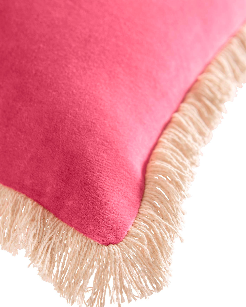 Samtkissen mit Fransen Pink