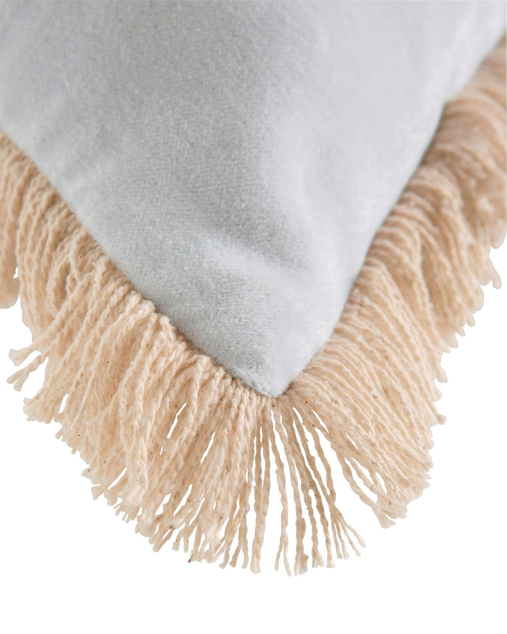 Samtkissen mit Fransen Moonlight Grey