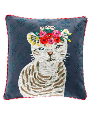 Kissenhülle Katze mit Blumen