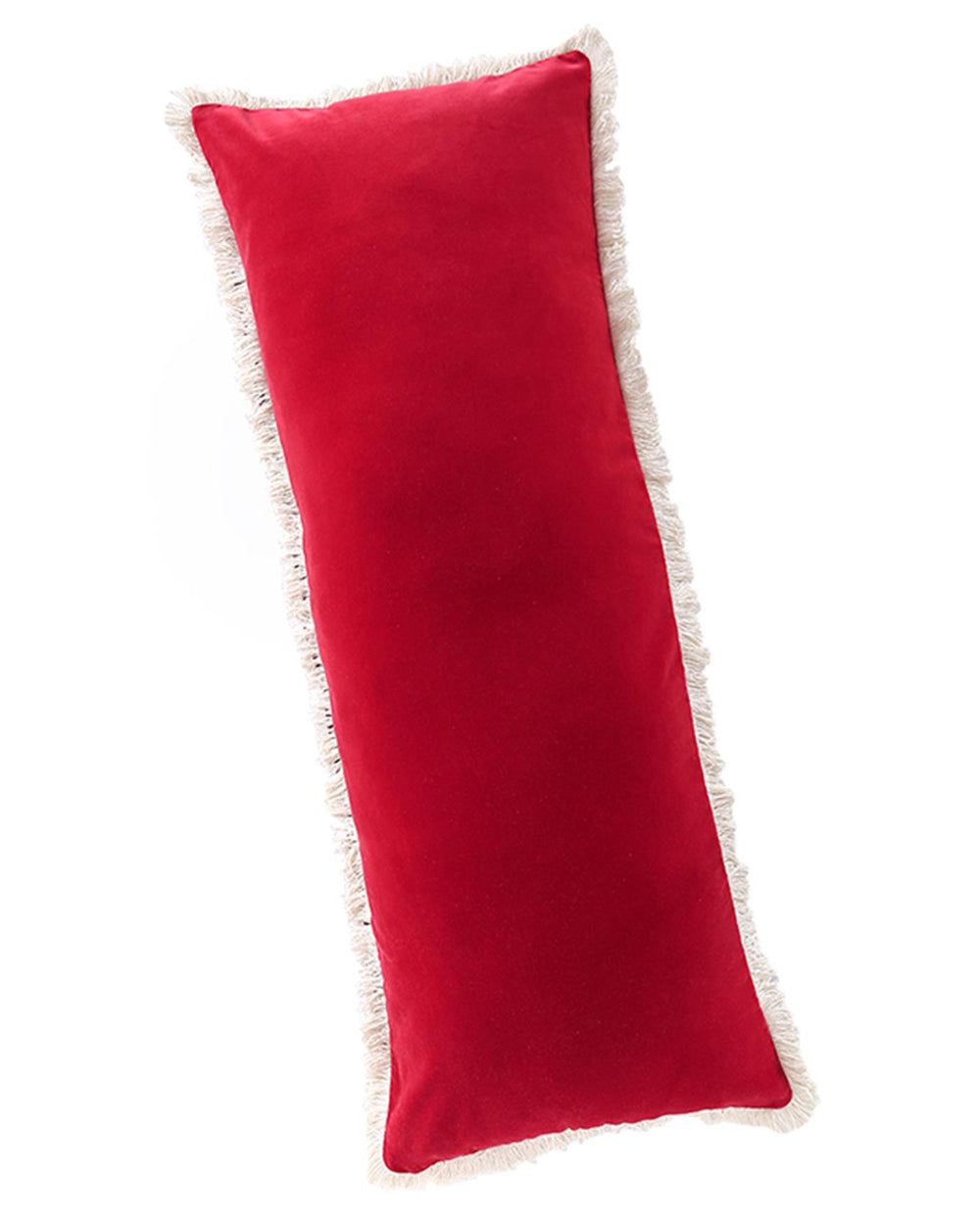 Samtkissen mit Fransen Royalrot
