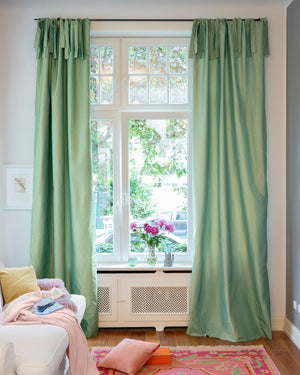 Faux-Silk-Vorhang Verde Grün-schimmernd