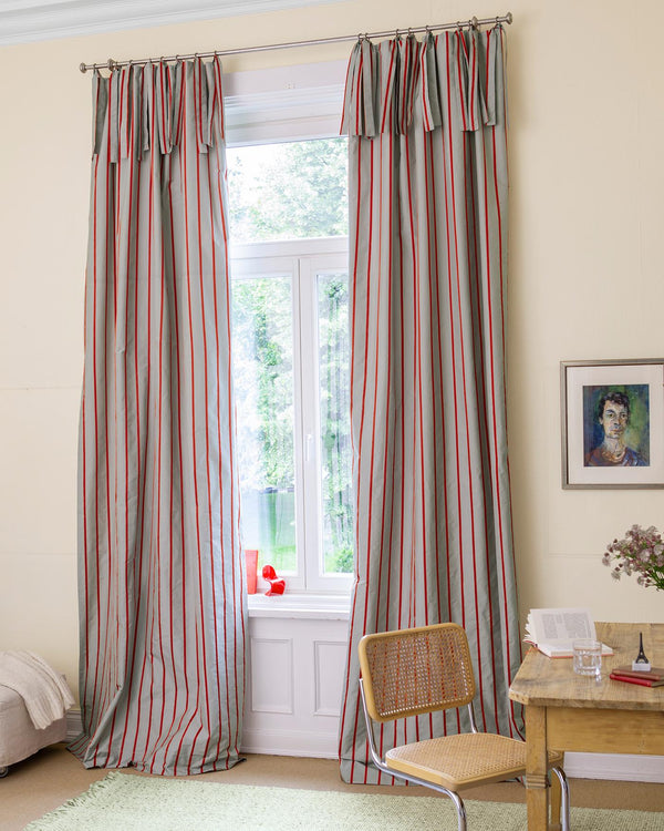 Faux-Silk-Vorhang Allegra Grau-Rot