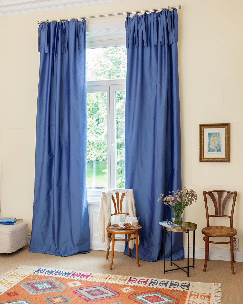 Faux-Silk-Vorhang Aquamarin-Blau