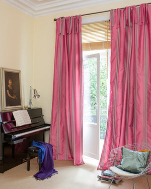 Faux-Silk-Vorhang Lou Pink-Grau gestreift