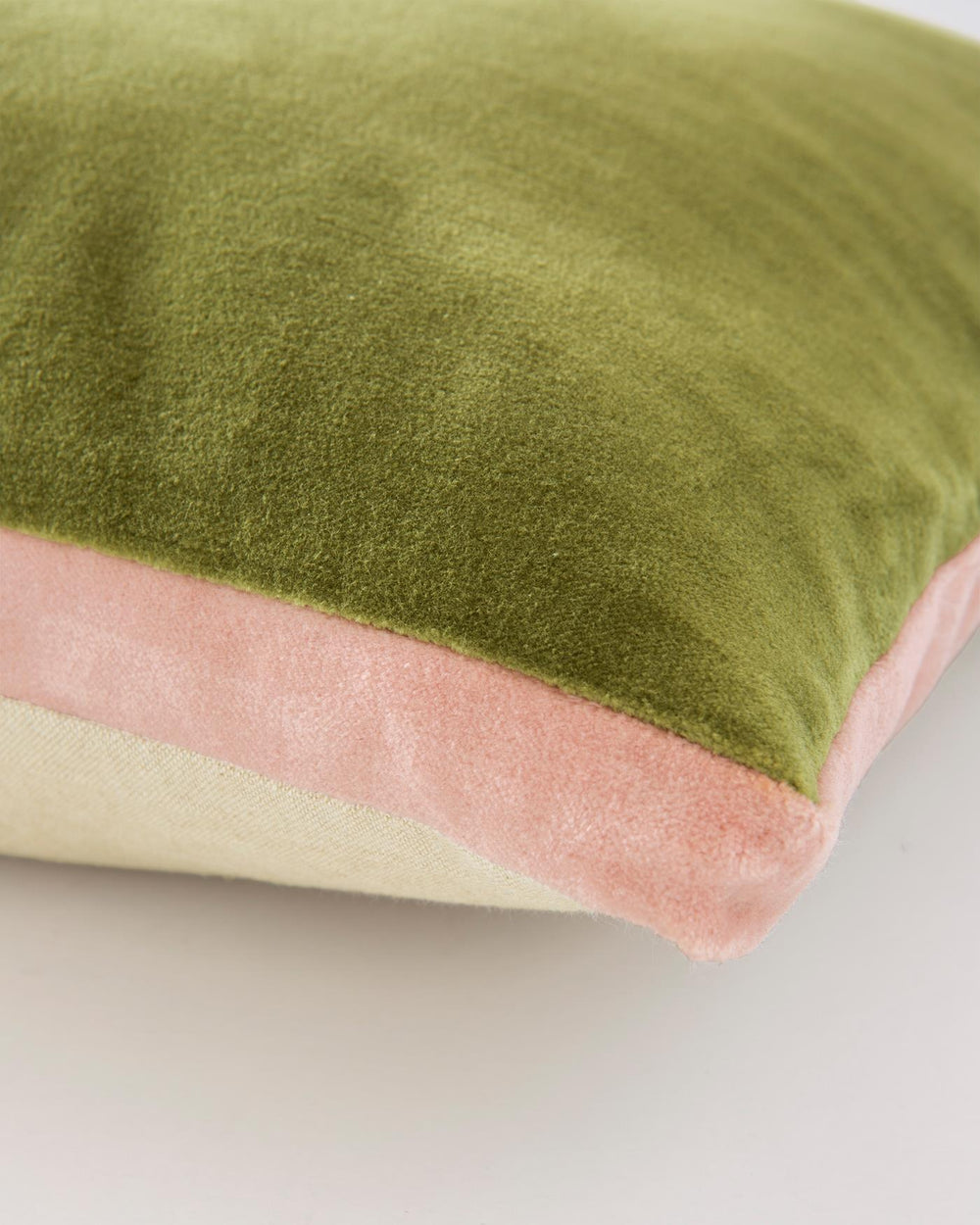 Samtkissenhülle Olivgrün-Rosa