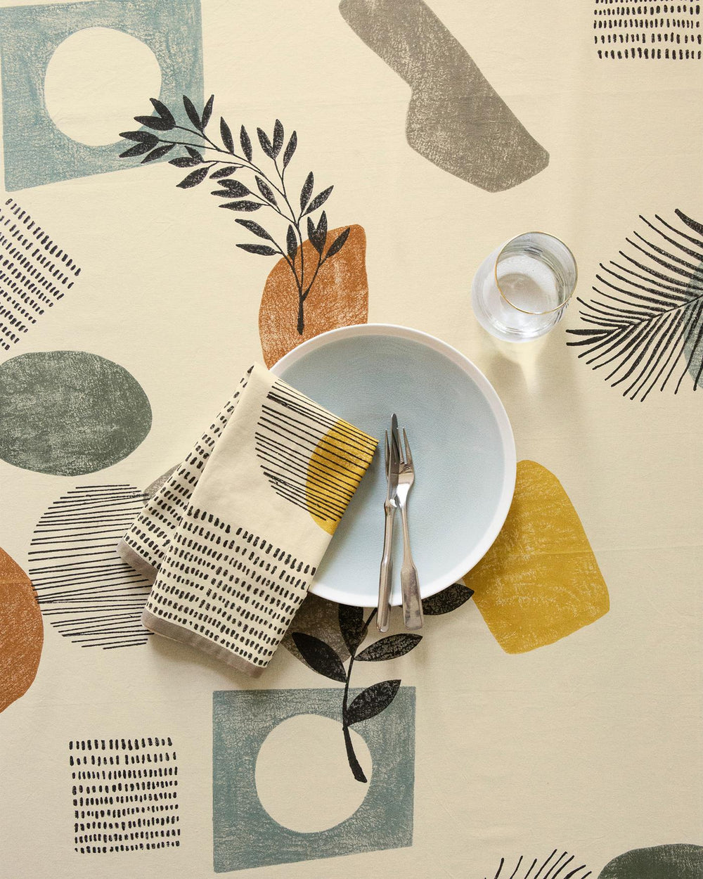Tischdecke Retro Handstempeldruck