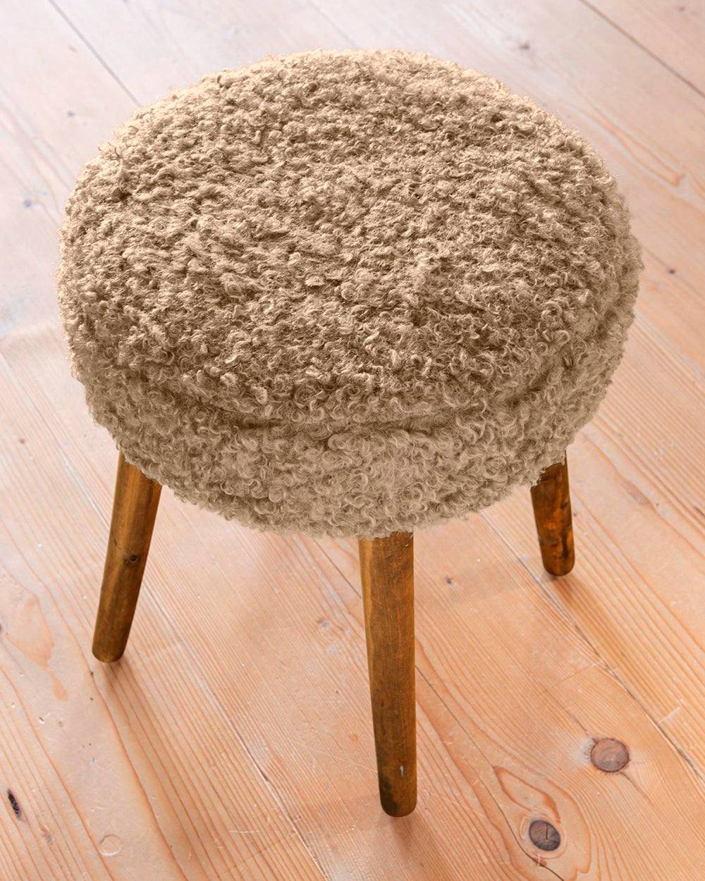 Hocker Plüschbezug Hellbraun