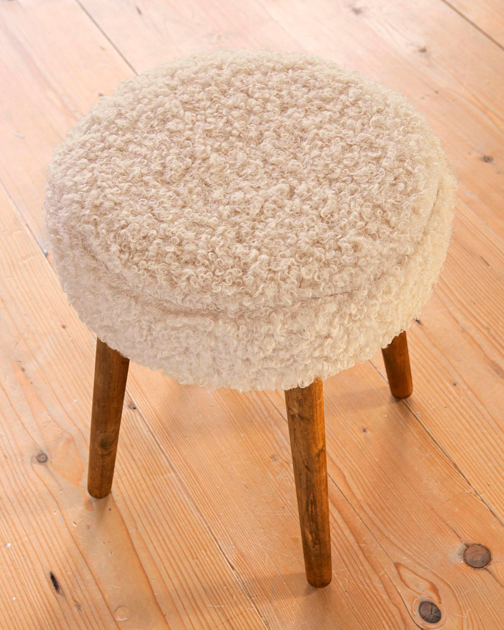 Hocker Plüschbezug Offwhite