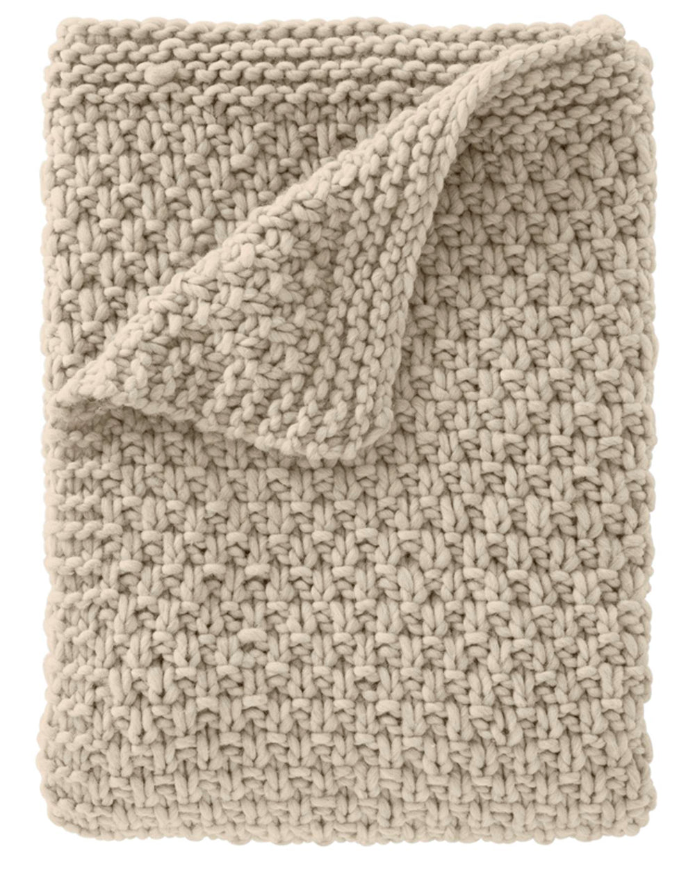 Strickwolldecke Grau-Beige