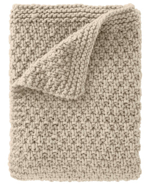 Strickwolldecke Grau-Beige
