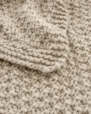 Strickwolldecke Grau-Beige
