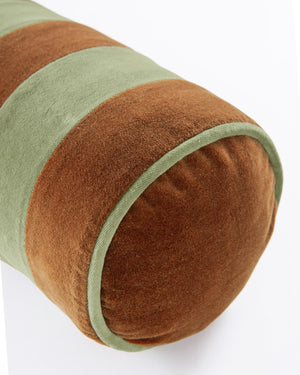 Polsterrolle Samtpatchwork Zimt-Grün
