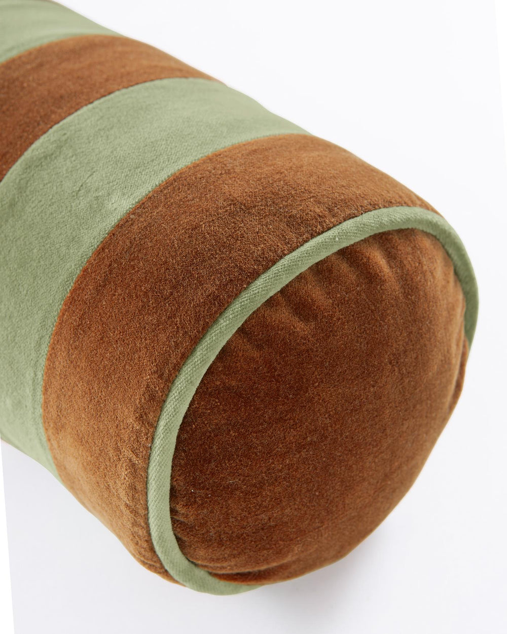 Polsterrolle Samtpatchwork Zimt-Grün