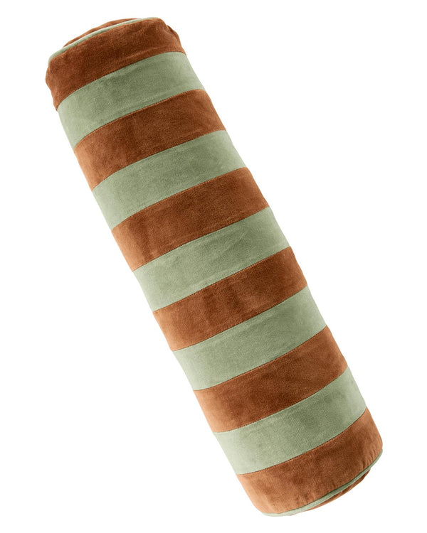 Polsterrolle Samtpatchwork Zimt-Grün