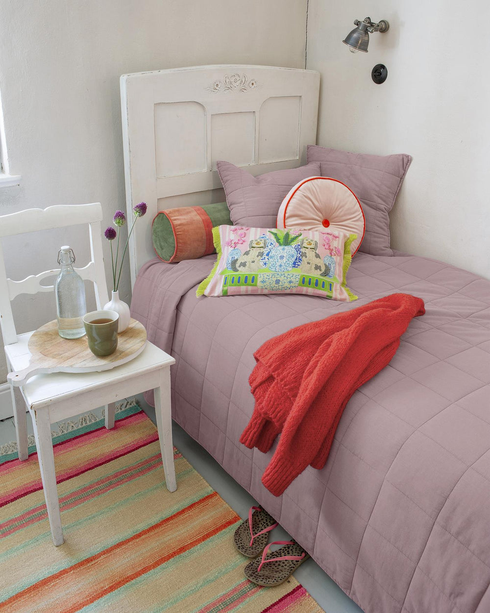 Steppdecke Stonewashed Flieder