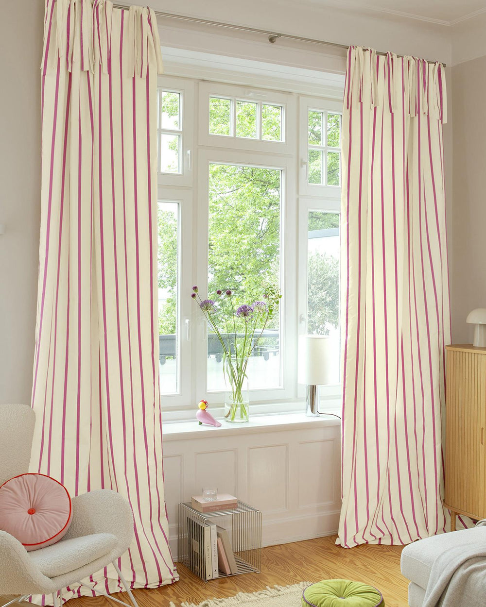 Faux-Silk-Vorhang Sestri Levante, Creme-Pink
