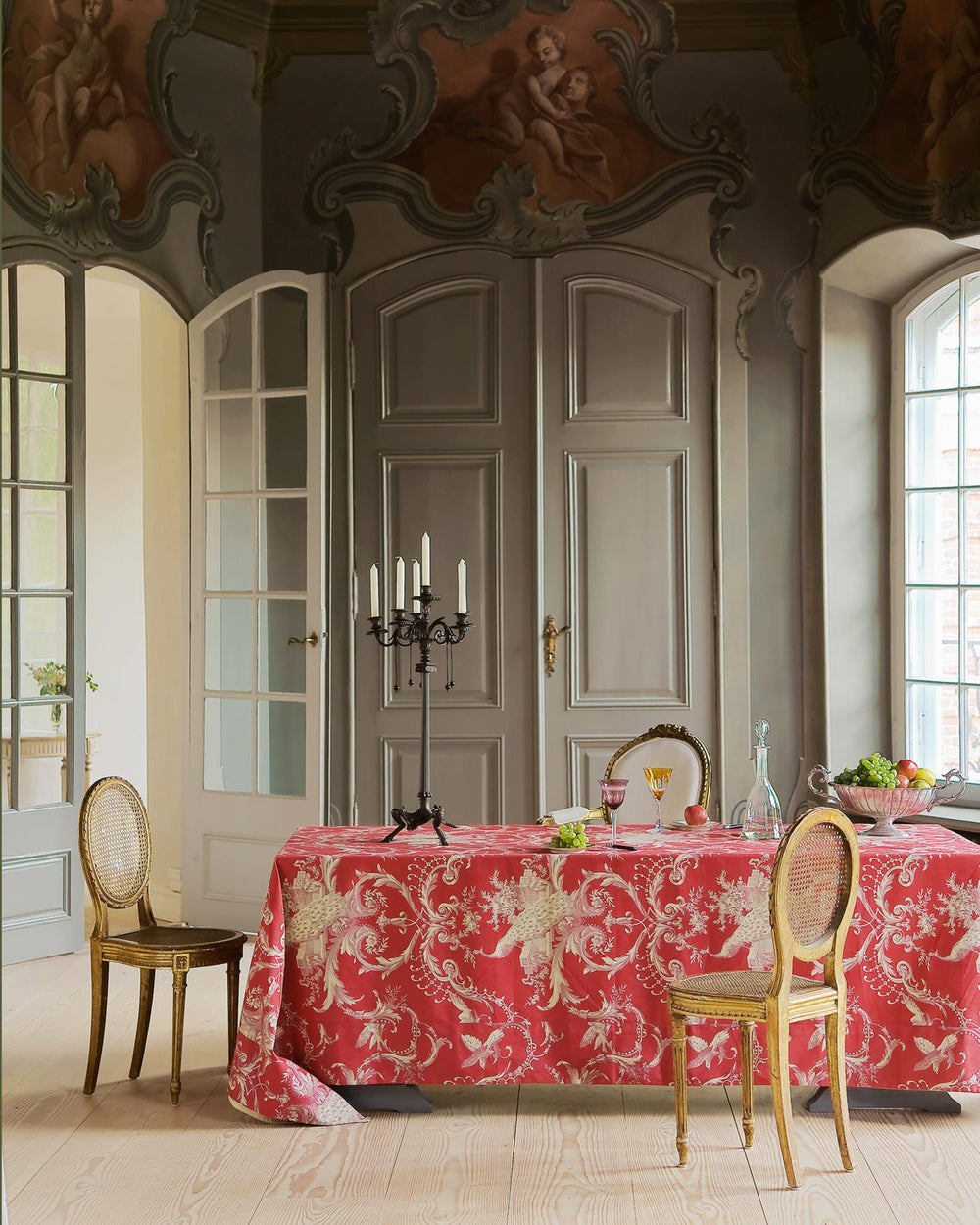 Tischdecke Pfau Königsrot