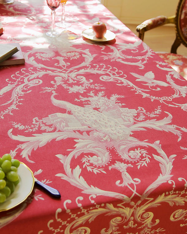 Tischdecke Pfau Königsrot