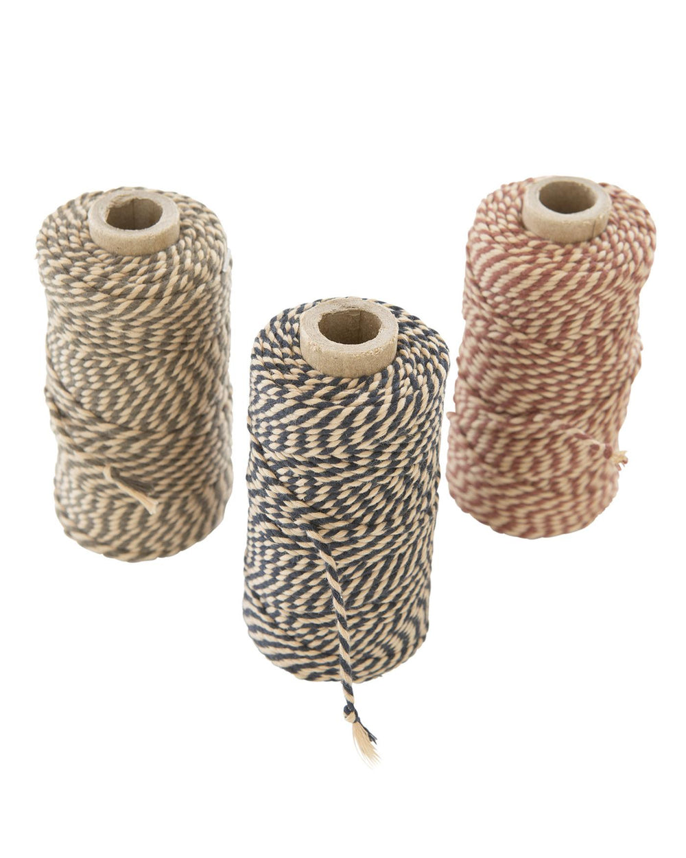 3er Set Bindefaden: Schwarz-, Rot-, Mattgrün-Beige