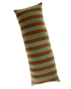 Langkissen Samtpatchwork Zimt-Olive