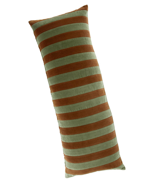 Langkissen Samtpatchwork Zimt-Olive