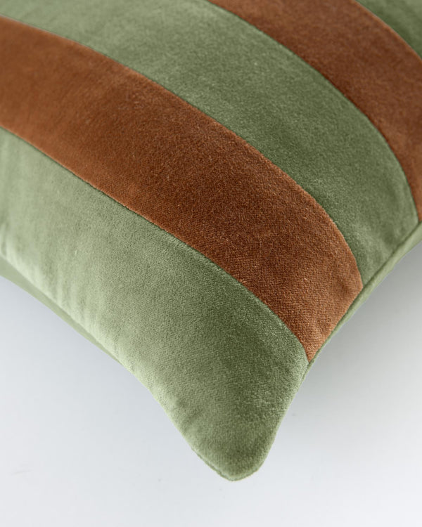 Kissenhülle Samtpatchwork Zimt-Olive