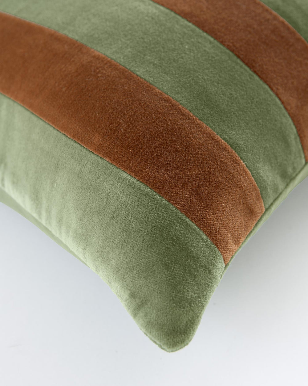 Kissenhülle Samtpatchwork Zimt-Olive