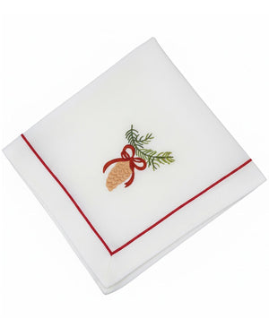Serviette Tannenzapfen Weiß