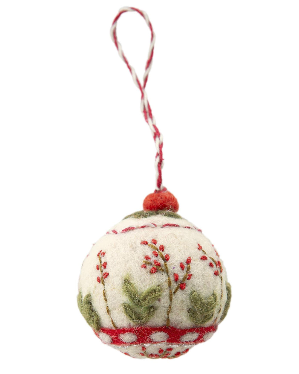 Weihnachtsfilzkugel Weiß-Rot-Grün