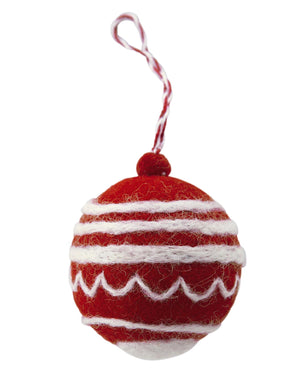 Weihnachtsfilzkugel Rot-Weiß