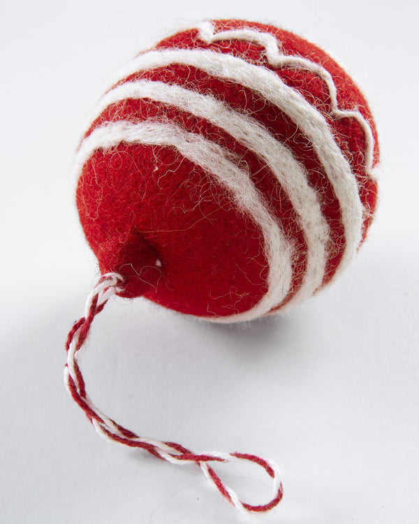 Weihnachtsfilzkugel Rot-Weiß