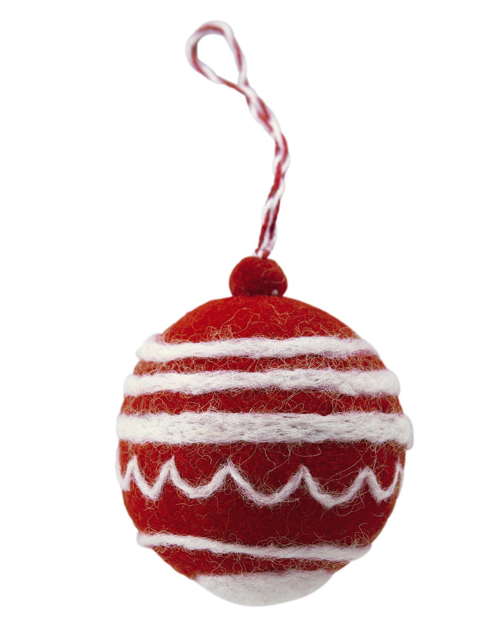 Weihnachtsfilzkugel Rot-Weiß